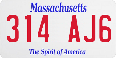 MA license plate 314AJ6