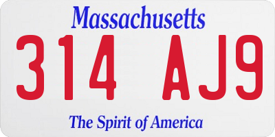 MA license plate 314AJ9