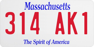 MA license plate 314AK1