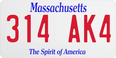 MA license plate 314AK4