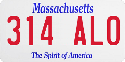 MA license plate 314AL0