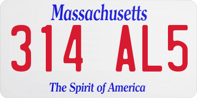 MA license plate 314AL5