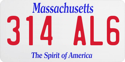 MA license plate 314AL6