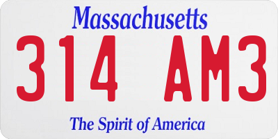 MA license plate 314AM3