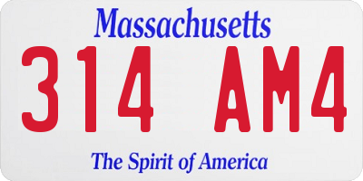 MA license plate 314AM4