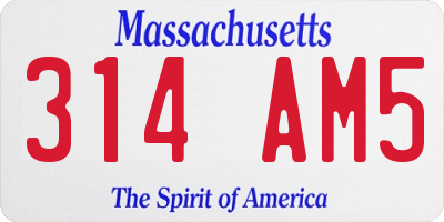 MA license plate 314AM5