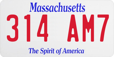 MA license plate 314AM7
