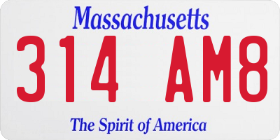 MA license plate 314AM8