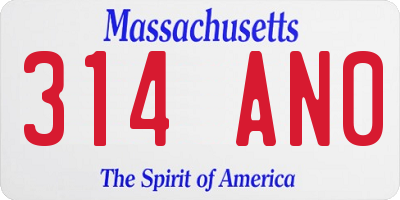 MA license plate 314AN0