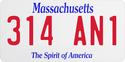MA license plate 314AN1