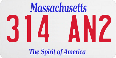 MA license plate 314AN2