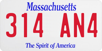 MA license plate 314AN4