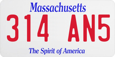 MA license plate 314AN5