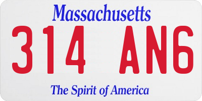 MA license plate 314AN6