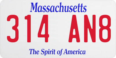 MA license plate 314AN8