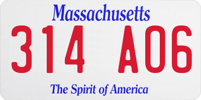 MA license plate 314AO6