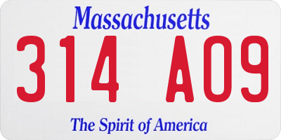 MA license plate 314AO9