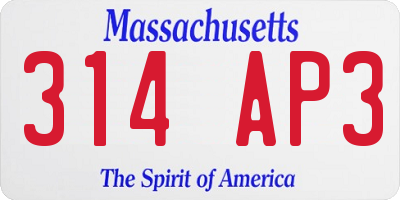 MA license plate 314AP3