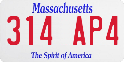 MA license plate 314AP4