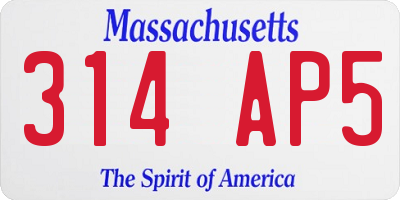 MA license plate 314AP5