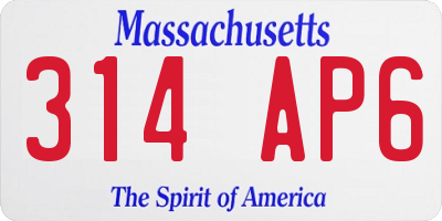 MA license plate 314AP6
