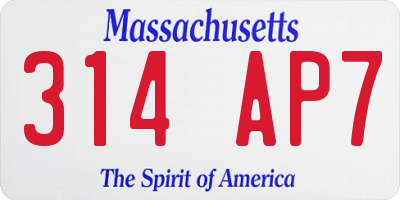 MA license plate 314AP7