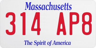 MA license plate 314AP8