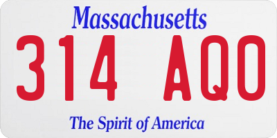 MA license plate 314AQ0