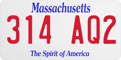 MA license plate 314AQ2