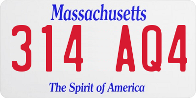 MA license plate 314AQ4