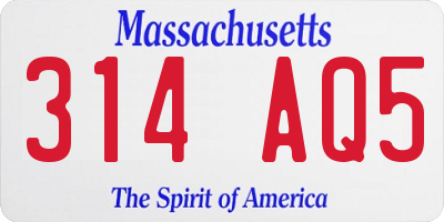 MA license plate 314AQ5