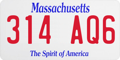 MA license plate 314AQ6