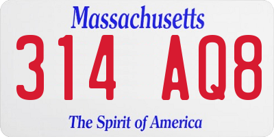 MA license plate 314AQ8