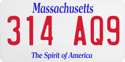 MA license plate 314AQ9
