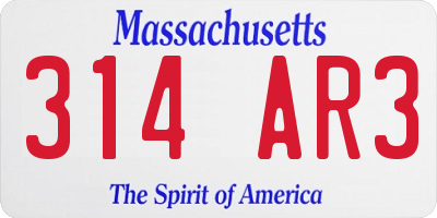 MA license plate 314AR3
