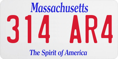 MA license plate 314AR4