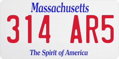 MA license plate 314AR5
