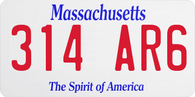 MA license plate 314AR6