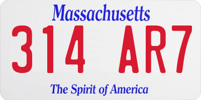 MA license plate 314AR7