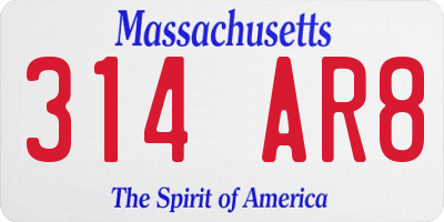 MA license plate 314AR8