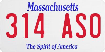 MA license plate 314AS0