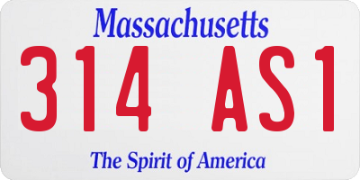 MA license plate 314AS1