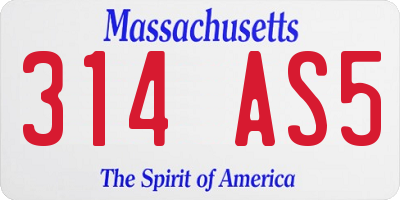 MA license plate 314AS5