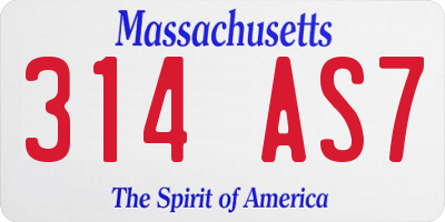 MA license plate 314AS7