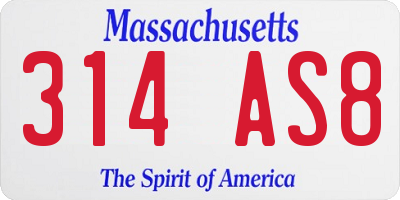 MA license plate 314AS8
