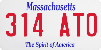 MA license plate 314AT0