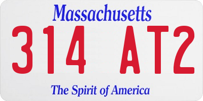 MA license plate 314AT2