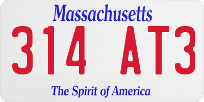 MA license plate 314AT3
