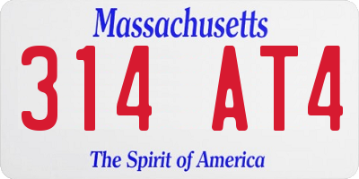 MA license plate 314AT4