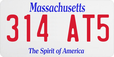 MA license plate 314AT5